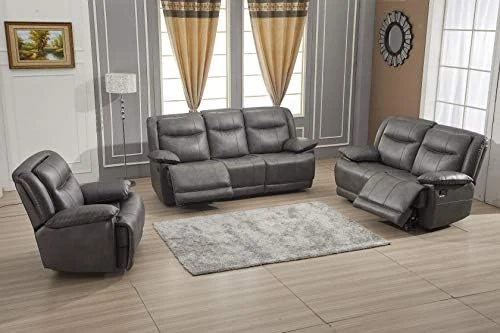 Betsy Furniture Bonded Leather Reclining Sofa Couch Set Living Room Set 8006 (Grey, Glider Chair) 13 Betsy Furniture Bonded Leather Reclining Sofa Couch Set Living Room Set 8006 (Grey, Glider Chair) - Image 11