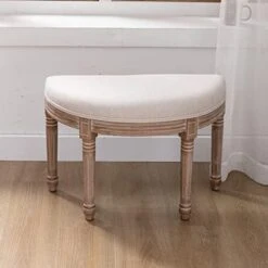 ADKINC Half Moon French Vintage Bench With Padded Seat & Rubberwood Legs, 27" Upholstered Entryway Bench & Dining Bench, Tufted Fabric End Of Bed Bench For Bedroom Living Room Hallway More -Amazon Store 414nQvVu63L. AC