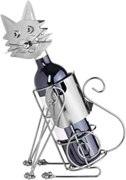 BRUBAKER Wine Bottle Holder Cat - Metal Sculpture - Wine Rack Decor - Tabletop - With Greeting Card -Amazon Store 414nzWiVUML