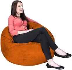 Jaxx Saxx 3 Foot Bean Bag Chair With Removable Cover, Cinnabar -Amazon Store 414oz2Wm8YL. AC
