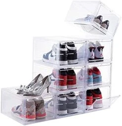 Attelite Large Clear Shoe Box Plastic Stackable, Shoe Containers Shoe Storage Organizer Box With Magnetic Door, Side Open Shoe Box For Display Sneakers, Easy Assembly,6 Pack -Amazon Store 414wsuwvHS. AC