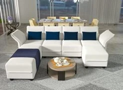 LLappuil Oversized Modular Sofa U Shape Sectional Sofa Set With Storage, Large Corner Sleeper Couch With Reversible Chaise, Faux Leather Fabric Waterproof Sofa, Dark Grey -Amazon Store 414xfdI5HSL. AC