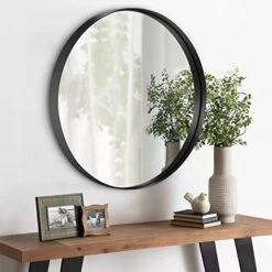 LOAAO Black Round Mirror For Wall, 30 Inch Round Bathroom Mirror, Black Circle Mirror With Matte Black Metal Frame, Circular Mirror Farmhouse, Round Wall Mirror, Tempered Glass -Amazon Store 414ywY9whAL