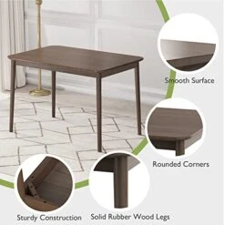 Giantex 43 Inch Rectangular Dining Table, Mid Century Modern Kitchen Table, Vintage Coffee Table W/Tabletop & Solid Wood Legs, Wood Farmhouse Table, Walnut -Amazon Store 414zgXpMTcL