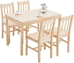 Alohappy Dining Table Set For 4, Pine Wood Kitchen Table Dining Table And Chairs Set 5PCS For 4 Person For Kitchen Dining Room Living Room -Amazon Store 4152WXb5KL. AC