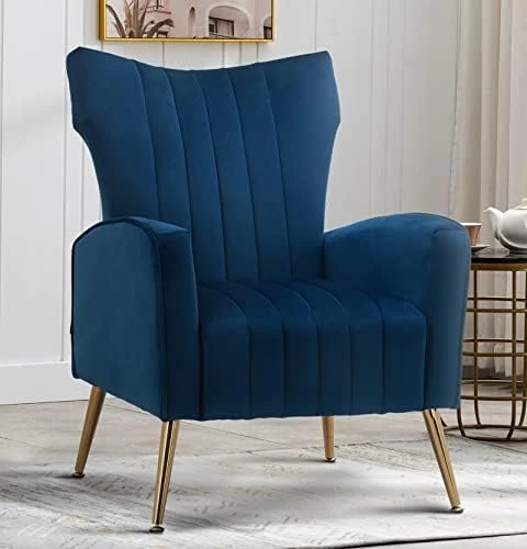 Artechworks Curved Tufted Accent Chair With Metal Gold Legs Velvet Upholstered Arm Club Leisure Modern Chair For Living Room Bedroom Patio, Caramel Color, Orange 17 Artechworks Curved Tufted Accent Chair With Metal Gold Legs Velvet Upholstered Arm Club Leisure Modern Chair For Living Room Bedroom Patio, Caramel Color, Orange - Image 15