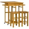 HOMCOM Bamboo Kitchen Cart On Wheels, 3-Piece Drop-Leaf Breakfast Bar Table Set & Kitchen Island With Seating For Small Spaces, 2 Square Stools And 2 Storage Drawers, Brown 1 HOMCOM Bamboo Kitchen Cart On Wheels, 3-Piece Drop-Leaf Breakfast Bar Table Set & Kitchen Island With Seating For Small Spaces, 2 Square Stools And 2 Storage Drawers, Brown -Amazon Store 4156VxkPCnL