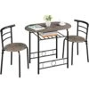 Yaheetech 3 Piece Round Dining Table Set Kitchen Breakfast Table Set For 2 Dining Table With 2 Chairs Space Saving Table Set W/Metal Frame, Wine Rack For Small Space/Apartment, Drift Brown 2 Yaheetech 3 Piece Round Dining Table Set Kitchen Breakfast Table Set For 2 Dining Table With 2 Chairs Space Saving Table Set W/Metal Frame, Wine Rack For Small Space/Apartment, Drift Brown -Amazon Store 41595nJlxbL