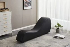 Kingway Yoga, Stretching, Relaxation Modern Faux Leather Living Room Curved Chaise Lounge, Regular, Black -Amazon Store 415CkmshQuL