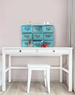 QWORK Desk Drawer Organizer, Wooden Vintage Apothecary Cabinet With 9 Drawers, Home Office & Tea & Dresser Bedroom Organization And Storage, Traditional Apothecary Cabinet, Blue -Amazon Store 415ElCqe5oL