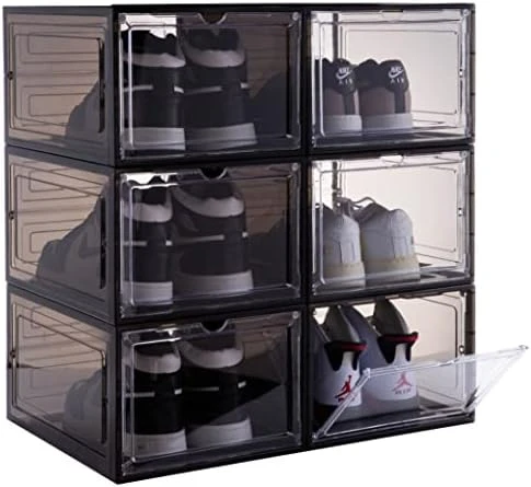 ZLLZUU Shoe Organizer Shoe Storage Boxes, 6 Pack Large Side Open Shoe Boxes With Magnetic Door, Clear Plastic Stackable Shoe Containers (Clear White) 7 ZLLZUU Shoe Organizer Shoe Storage Boxes, 6 Pack Large Side Open Shoe Boxes With Magnetic Door, Clear Plastic Stackable Shoe Containers (Clear White) - Image 5