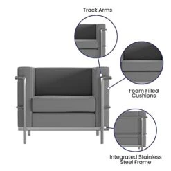 Flash Furniture Hercules Regal Series Contemporary Gray LeatherSoft Chair With Encasing Frame -Amazon Store 415HovxJfUL