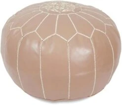 Mina Stuffed Moroccan Leather Pouf Ottoman, 20" Diameter And 13" Height (Brown) -Amazon Store 415Hv8kgUL. AC