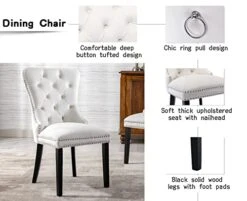 Chairus Dining Chairs Set Of 2 With Tufted High Back, Velvet Upholstered Dining Room Chairs Modern Elegant Nailhead Trim Ring Pull - Ivory 2PCS 20 Chairus Dining Chairs Set Of 2 With Tufted High Back, Velvet Upholstered Dining Room Chairs Modern Elegant Nailhead Trim Ring Pull - Ivory 2PCS -Amazon Store 415KGNbAzZL
