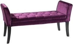 Armen Living Chatham Bench In Black Velvet And Black Wood Finish -Amazon Store 415MCVr9a9L. AC