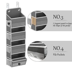 LONGD Over Door Organizer, Nursery Closet Cabinet Baby Storage, Over The Door Hat Rack, 4 Pockets And 1 Grid File Pockets Hanging Storage Boxes,45 Lbs. Weight Capacity, 1-Pack 12 LONGD Over Door Organizer, Nursery Closet Cabinet Baby Storage, Over The Door Hat Rack, 4 Pockets And 1 Grid File Pockets Hanging Storage Boxes,45 Lbs. Weight Capacity, 1-Pack -Amazon Store 415NIPi26nL