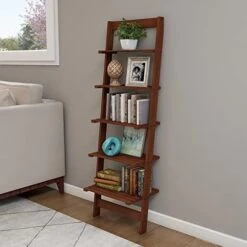 5-Tier Ladder Bookshelf- Leaning Decorative Shelves (Color : Walnut) -Amazon Store 415ObJcQ33L. AC