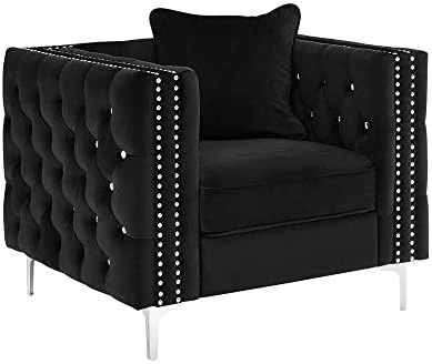 Lilola Home Lorreto Gray Velvet Sofa 11 Lilola Home Lorreto Gray Velvet Sofa - Image 9