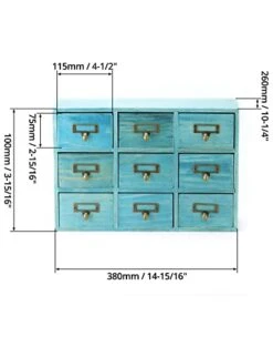 QWORK Desk Drawer Organizer, Wooden Vintage Apothecary Cabinet With 9 Drawers, Home Office & Tea & Dresser Bedroom Organization And Storage, Traditional Apothecary Cabinet, Blue -Amazon Store 415Vscmr4eL