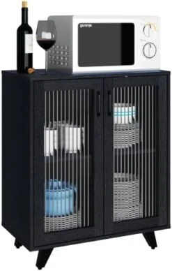 Panana Kitchen Buffet Server Table Accent Sideboard Cupboard Server Buffet Console Table With Doors Cabinet(27inch, Black) -Amazon Store 415ZSjuYSUL. AC