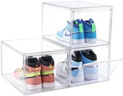 Attelite Large Clear Shoe Box Plastic Stackable, Shoe Containers Shoe Storage Organizer Box With Magnetic Door, Side Open Shoe Box For Display Sneakers, Easy Assembly,6 Pack -Amazon Store 415cOlJ3MvL. AC