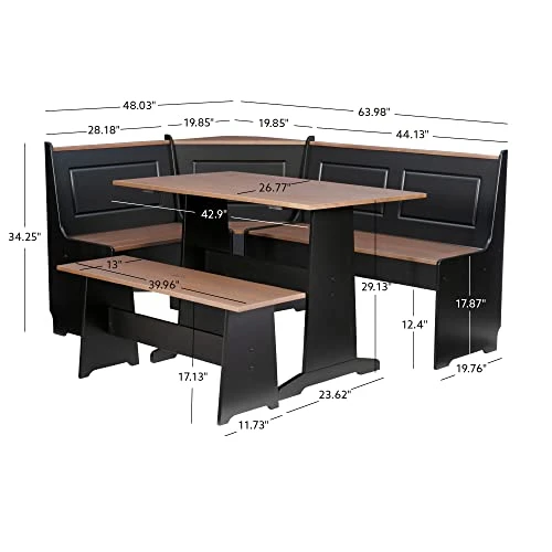 Linon Black And Pecan Breakfast Dining Set Ardmore Nook 4 Linon Black And Pecan Breakfast Dining Set Ardmore Nook - Image 2