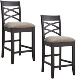 Leick Home 10184-GSMH Wood Double Cross Back Dining Chair, Set Of 2, Graystone With Moss Heather Seat -Amazon Store 415dHUeDhL. AC