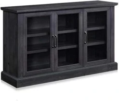 BELLEZE 70 Inch Sideboard Buffet Cabinet, Entertainment Center With Storage, Glass Display Cabinet With Adjustable Shelves Console Table Storage Cabinet For Living Room, Dining Room, Gray Wash -Amazon Store 415gRud QEL. AC