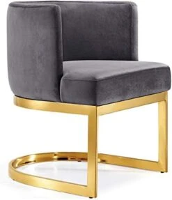 Meridian Furniture Gianna Collection Modern | Contemporary Velvet Upholstered Dining Chair With Polished Gold Metal Frame, 24" W X 22" D X 29.5" H, Black -Amazon Store 415ixydknL. AC