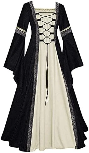 JEGULV Womens Irish Faire Renaissance Dress Pirate Costume 18th Medieval Dress Chemise Peasant Dress Halloween Gown Dresses 9 JEGULV Womens Irish Faire Renaissance Dress Pirate Costume 18th Medieval Dress Chemise Peasant Dress Halloween Gown Dresses - Image 7