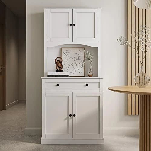 Hayiodda 64" Kitchen Pantry Storage Cabinet, Food Pantry Cabinet With Glass Doors & Adjustable Shelves For Kitchen, Dining Room, Bathroom 8 Hayiodda 64" Kitchen Pantry Storage Cabinet, Food Pantry Cabinet With Glass Doors & Adjustable Shelves For Kitchen, Dining Room, Bathroom - Image 6