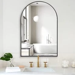 COFENY Arched Mirror, 31"x33" Black Bathroom Mirror With Metal Frame, Wall Mounted Mirrors Decor Modern Dresser Mirror For Bedroom Living Room Entryway -Amazon Store 415khBfnipL. AC