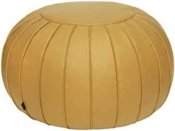 Thgonwid Handmade Foot Stool Ottoman Faux Suede Poufs 21.6" X 13" - Round Storage Floor Cushion Footstool For Living Room, Bedroom And Wedding, Unstuffed, Brown -Amazon Store 415mBFV1GFL. AC