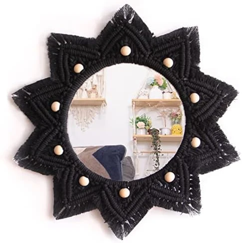 TENEWEE Boho Wall Decor Mirror Macrame Circle Hanging Mirror For Bedroom Living Room Apartment Entryway Home Decor 8 TENEWEE Boho Wall Decor Mirror Macrame Circle Hanging Mirror For Bedroom Living Room Apartment Entryway Home Decor - Image 6