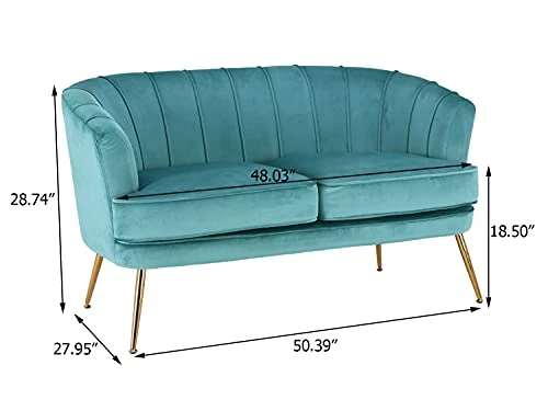 Altrobene Velvet Loveseat Couch Sofa Luxury Modern Comfy Tufted Couch Chesterfield 2 Person Couch For Living Room/Bedroom, Dark Teal 5 Altrobene Velvet Loveseat Couch Sofa Luxury Modern Comfy Tufted Couch Chesterfield 2 Person Couch For Living Room/Bedroom, Dark Teal - Image 3