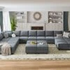 HONBAY Oversized Modular Sofa Couch With Ottoman U Shape Couch With Chaise Sleeper Sofa With Storage Seats, Bluish Grey 1 HONBAY Oversized Modular Sofa Couch With Ottoman U Shape Couch With Chaise Sleeper Sofa With Storage Seats, Bluish Grey -Amazon Store 415seeFhVtL