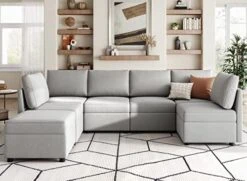 LINSY HOME Modular Sectional Sofa, U Shape Oversized Sofa Couch With Storage, Memory Foam, Modular Sectionals With Ottomans, 7 Seat Living Room Furniture Sofa Sets With Chaise, Blue -Amazon Store 415sxUjyhKL. AC