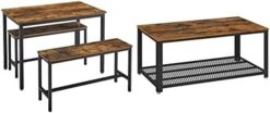 VASAGLE Dining Table Set, Bar Table With 2 Dining Benches, Kitchen Table Counter With Chairs, Industrial For Kitchen Breakfast Table, Living Room, Party Room, Rustic Brown And Black UKDT070B01 -Amazon Store 415uYusmLXL. AC