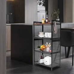YIYIBYUS 4 Tier Kitchen Organizer Shelf,Storage Cabinet Kitchen Buffet Pantry Stylish Metal Pantry Cabinet With Doors (Black) 11 YIYIBYUS 4 Tier Kitchen Organizer Shelf,Storage Cabinet Kitchen Buffet Pantry Stylish Metal Pantry Cabinet With Doors (Black) -Amazon Store 415vJ8lqwyL