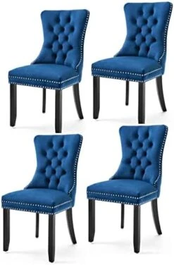 Set Of 2 Dining Chairs Modern For Dining Room Kitchen Accent Side Chair Velvet Button Tufted Padded Cushion Seat And Back (Sapphire Blue) -Amazon Store 415yNQfwEL. AC