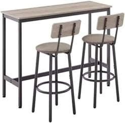WIIS' IDEA 3-Piece Small Bar Dining Table Set For 2, Square Kitchen Table & 2 Barstools Chairs With PU Soft Seat And Backrest For Breakfast Nook, Small Space, Apartment, Grey 24 WIIS' IDEA 3-Piece Small Bar Dining Table Set For 2, Square Kitchen Table & 2 Barstools Chairs With PU Soft Seat And Backrest For Breakfast Nook, Small Space, Apartment, Grey -Amazon Store 4160rFt8xWL. AC