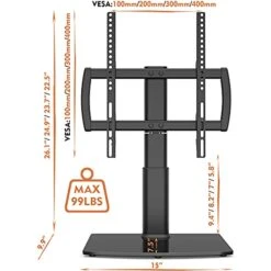 Universal Swivel TV Stand/Base Table Top TV Stand 27 To 60 Inch TVs 80 Degree Swivel, 4 Level Height Adjustable, Heavy Duty Tempered Glass Base, Holds Up To 99lbs Screens, HT04B-001 -Amazon Store 4160u2hfhzL