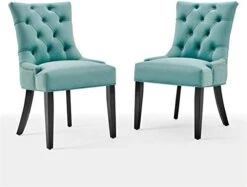 Modway Regent Tufted Performance Velvet Dining Side Chairs - Set Of 2, Teal -Amazon Store 4166JSoZdWL. AC