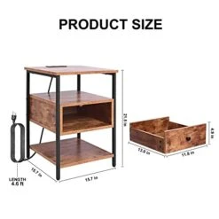 Living Room End Table With Charging Station For Small Space, Sofa Couch Bedside Nightstand With USB Ports & Outlets, Slim Storage Side Table With Drawer Shelf For Bedroom, Rustic Brown 11 Living Room End Table With Charging Station For Small Space, Sofa Couch Bedside Nightstand With USB Ports & Outlets, Slim Storage Side Table With Drawer Shelf For Bedroom, Rustic Brown -Amazon Store 4166m40NqmL