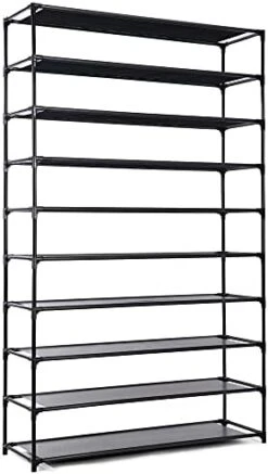 HODYANN 50 Pairs Shoe Tower, Non-Woven Fabric&Metal Storage Cabinet, 10 Tiers Shoe Rack For Entryway -Amazon Store 4168D5PeJsL. AC