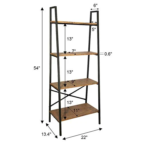 Blissun Ladder Shelf, 4-Tier Bookshelf, Storage Rack Shelf For Office, Bathroom, Living Room, Hazelnut Brown 4 Blissun Ladder Shelf, 4-Tier Bookshelf, Storage Rack Shelf For Office, Bathroom, Living Room, Hazelnut Brown - Image 2