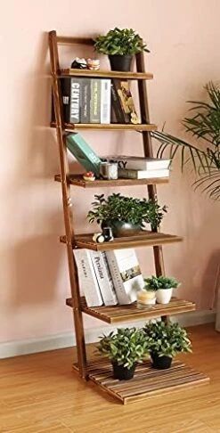 HYNAWIN Book Shelf 6-Tier Ladder Shelf-Plant Stand Storage Organizer,Bookcase Display Shelf,Standing Wooden Shelves For Living Room, Home Office, Rustic Brown 21 HYNAWIN Book Shelf 6-Tier Ladder Shelf-Plant Stand Storage Organizer,Bookcase Display Shelf,Standing Wooden Shelves For Living Room, Home Office, Rustic Brown -Amazon Store 416AqScl7 S. AC