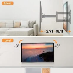ELIVED Full Motion TV Wall Mount For Most 26-55 Inch Flat Curved TVs Up To 77 Lbs, Swivel And Tilt TV Bracket With Articulating Arms, Perfect Center Single Stud Corner TV Mount, Max VESA 400x400mm -Amazon Store 416F5d9Z28L