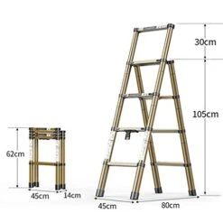 REMAZ Portable Step Stools,Multi-Position Ladder Telescoping Ladder Step Ladder Telesextension Folding Stepladder Multi-Purpose Collapsible Ladder,5-Tier/A,4-Tier