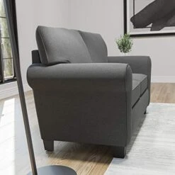 Edenbrook Willow Upholstered Loveseat With Rolled Arms – Living Room Furniture – Charcoal Small Loveseat - Seats Two – Loveseat For Small Spaces -Amazon Store 416O27AbraL